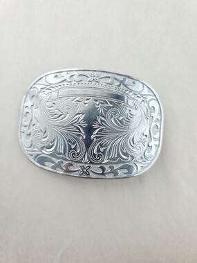 Vintage Silver-tone Engraved Buckle 2.5 x 3.5" Americana Western Boho Festival